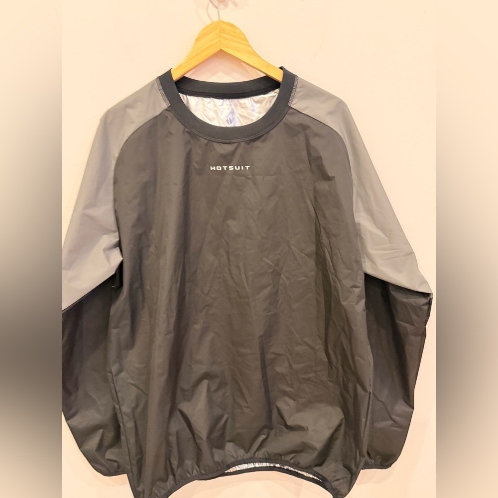 HOTSUIT Mens Large Sauna Sweat Top Gray‎ Black Long Sleeve Training Jacket